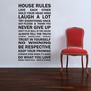 Inspirational Wall Sticker Quotes - HOUSE RULES...  AW1050Free Shipping