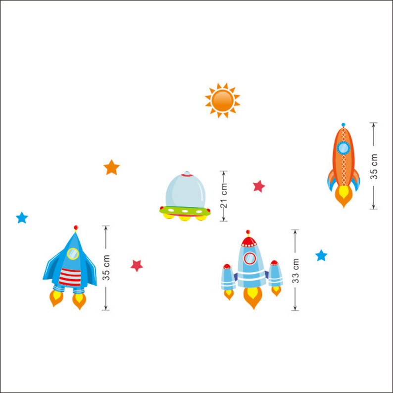 Removable Wall Stickers Rockets & Spaceships AW1302 Etsy