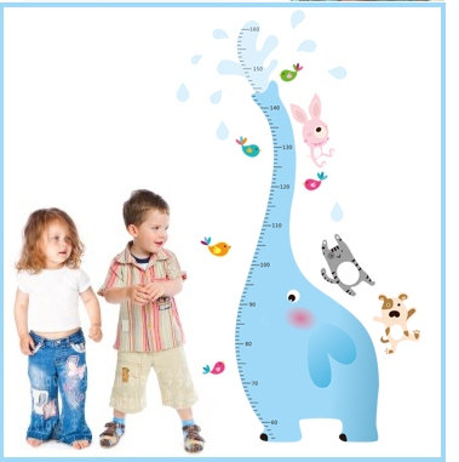 Height Chart Blue Elephant Wall Sticker / Wall Decal Etsy