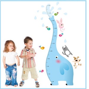 Height Chart Blue Elephant wall sticker / wall decal AW9020 Free Shipping image 3