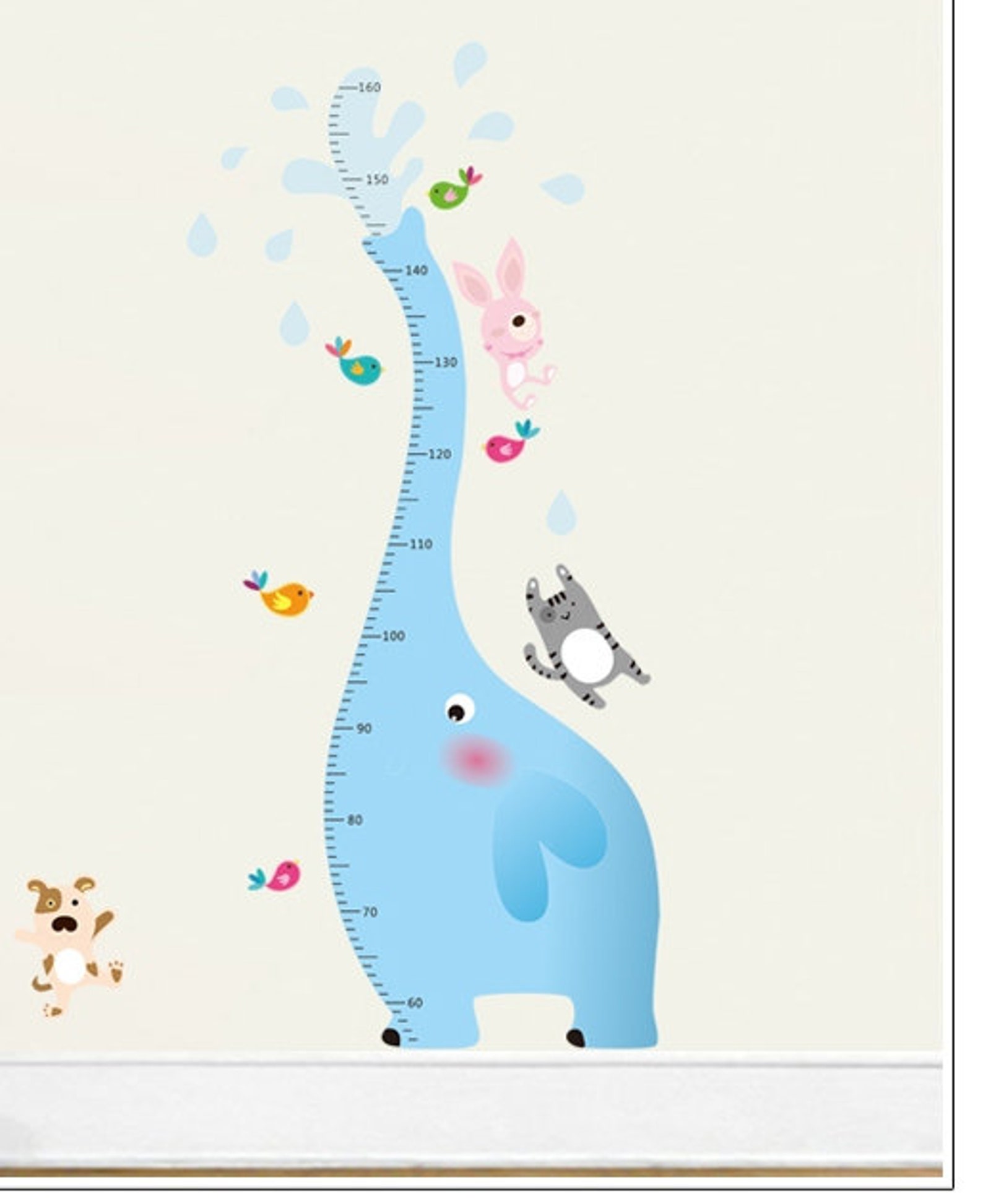 Height Chart Blue Elephant Wall Sticker / Wall Decal Etsy