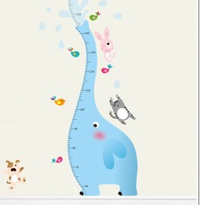 Height Chart Blue Elephant wall sticker / wall decal AW9020 Free Shipping image 1