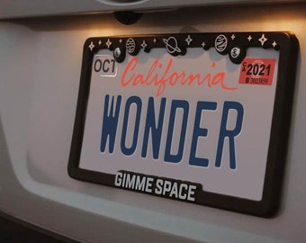 Gimme Space License Plate Frame - I Need my Space - Social Distancing themed cute plate holder for US/CAN Vehicles