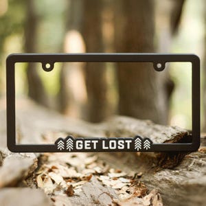 Get Lost Adventure License Plate Frame - Tree Plate Holder - Hiking Car Accessory - by Wonder Plate Frames