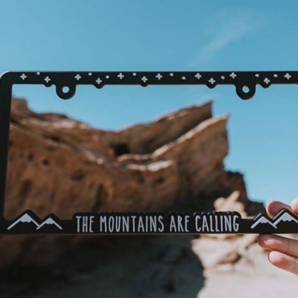 Mountains are Calling License Plate Frame - Slimline Design