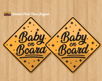 Baby on Board Magnet [2 Pack] - Safety Car Sign for Babies Easy to Remove and Install - 4&quot;x4&quot;