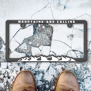 Mountains are Calling - License Plate Frame for Car and SUV Great Gift for Outdoor Ski and Snowboard Enthusiasts by Wonder Plate Frames
