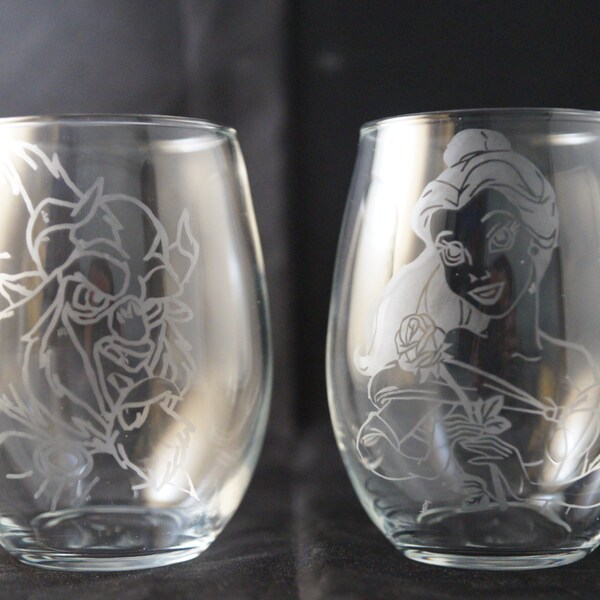 Beauty and the Beast Champagne Glasses Etsy