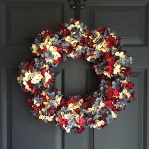 Red White and Vintage Blue Wreath | Patriotic Wreaths | 4th of July Wreath | Americana Wreath Decor | Large Wreaths | Military Wreath