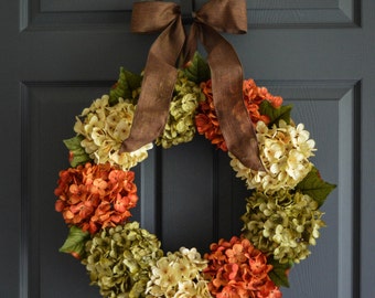 Front Door Wreath | Fall Wreaths | Front Door Wreaths | Outdoor Wreaths | Wreaths for Door | Winter Wreath | Hydrangea Wreath