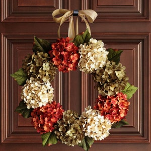 Summer and Fall Hydrangea Wreath for the front door.