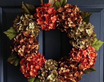 Autumn Hydrangea Wreath | Fall Wreaths | Wreath | Fall Wreath | Front Door Wreaths | Fall Porch Decor