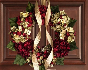 Christmas Wreath for Front Door | Hydrangea Wreath