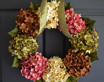 Summer Wreath | Front Door Wreaths |  Outdoor Wreaths | Everyday Hydrangea Wreath | Wreath for Summer | Farmhouse Wreath