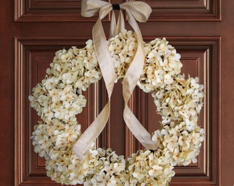 Cream Hydrangea Wreath, Wedding Decor Wreath