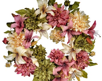 Floral Wreath For Front Door 24 in