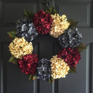 Red White Blue Wreath | Patriotic Wreath | 4th of July Wreath | Fourth of July Decor | Hydrangea Wreath | Front Door Wreaths | Summer Wreath