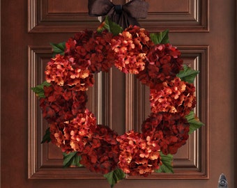 Fall Wreath for Front Door | Hydrangea Wreath