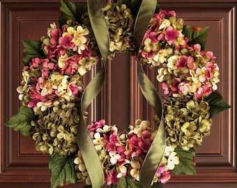 Spring and Summer Hydrangea Front Door Wreath