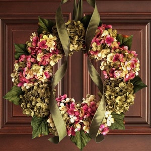 Spring and Summer Hydrangea Front Door Wreath