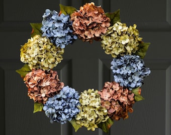 Blue Hydrangea Wreath, Spring and Summer Wreath