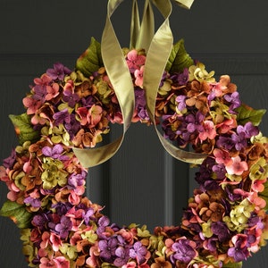 Fall Hydrangea Wreath | Front Door Wreaths | Fall Outdoor Wreath | Autumn Wreath | Housewarming Gift Ideas