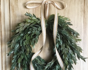 Farmhouse Wreath, Italian Ruscus Wreath