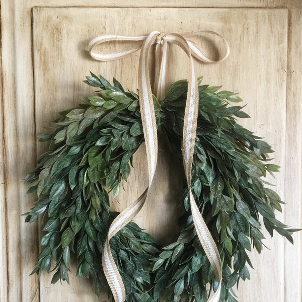 Farmhouse Wreath, Italian Ruscus Wreath