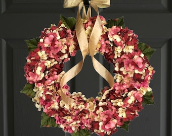 Valentine Wreath, Hydrangea Door Wreath, Valentine's Day Decor