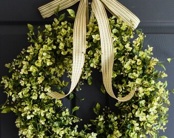 Boxwood Greenery Front Door Wreath with Eucalyptus and Ivy