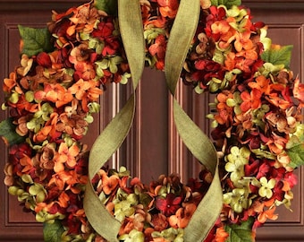Fall Hydrangea Wreath | Autumn Door Decor