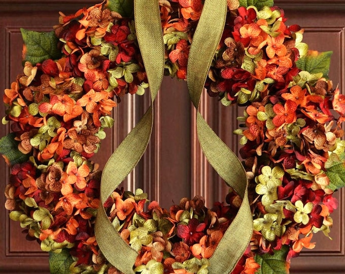Fall Hydrangea Wreath For Front Door |  Autumn Decor