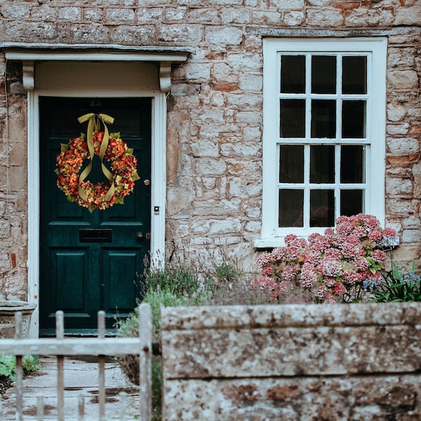 Fall Wreath for Front Door | Fall Outdoor Wreaths | Hydrangea Wreaths
