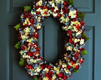 Large Red White Blue Oval Wreath | Patriotic Wreaths | Front Door Wreaths | 4th of July Wreath | Summer Wreaths For Front Door