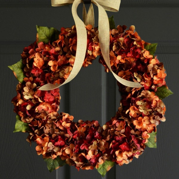 Autumn Wreath | Blended Hydrangea Wreath | Fall Wreaths | Front Door Wreaths | Outdoor Wreaths | Hydrangea Wreaths
