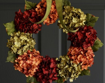 Fall Hydrangea Wreath | Front Door Wreaths | Wreath for Front Door | Outdoor Fall Wreath