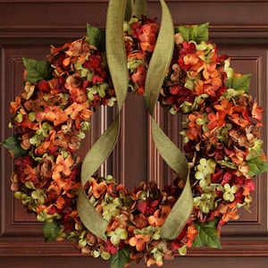 Fall Wreath for Front Door | Fall Outdoor Wreaths | Hydrangea Wreaths