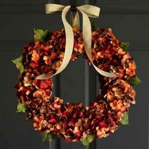Fall Hydrangea Wreath for Front Door