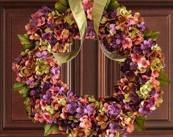 Beautiful Spring and Summer Wreath for Door, Hydrangea Wreath, Front Door Wreaths