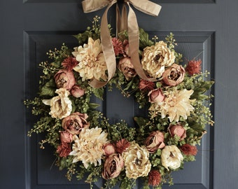 Fall Peony Door Wreath