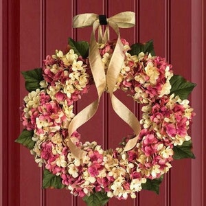 Summer Wreath White and Pink Elegant Wreath Monogram Wreath Spring Wreath Hydrangea Wreath Front door decor W039 Mother/'s Day Gift