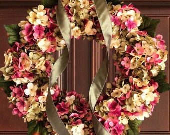 Pink Hydrangea Wreath | Front Door Wreaths