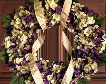 Purple Hydrangea Wreath | Spring Wreath | Front Door Wreath