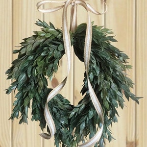 Small Farmhouse Wreath | Italian Ruscus Wreath | Greenery Wreath | Kitchen Decor