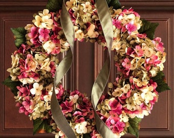 Artisan Wreath | Hydrangea Wreath | Spring Hydrangea Wreaths | Front Door Wreaths