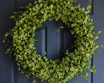 Large Artificial Boxwood Wreath, Front Door Wreaths