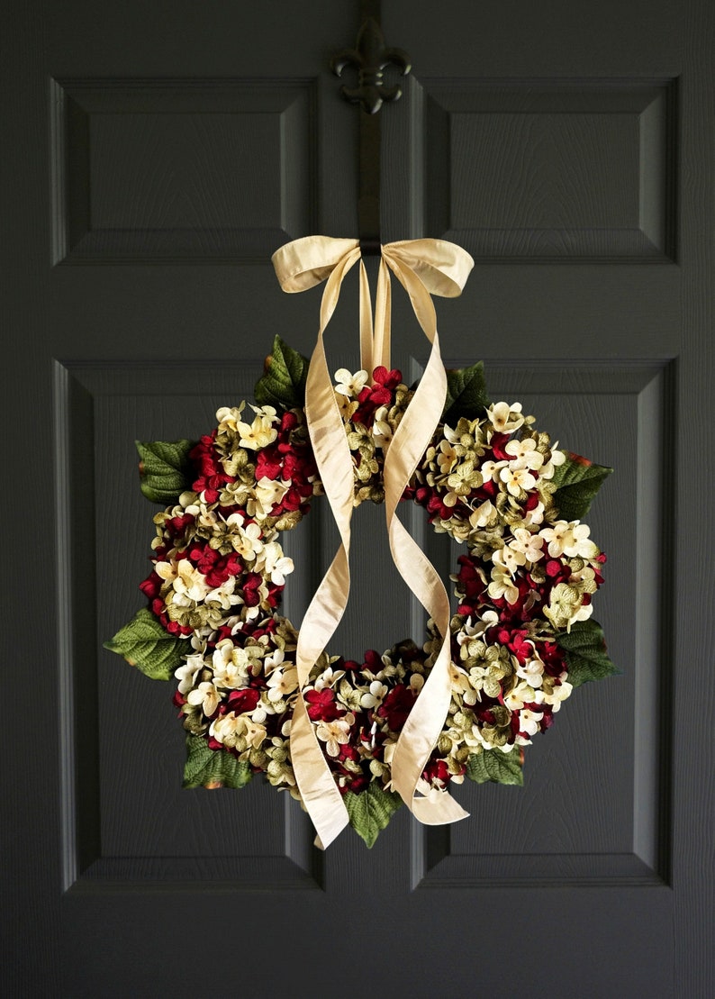 Christmas hydrangea door wreath