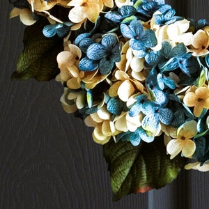 blue hydrangea wreath