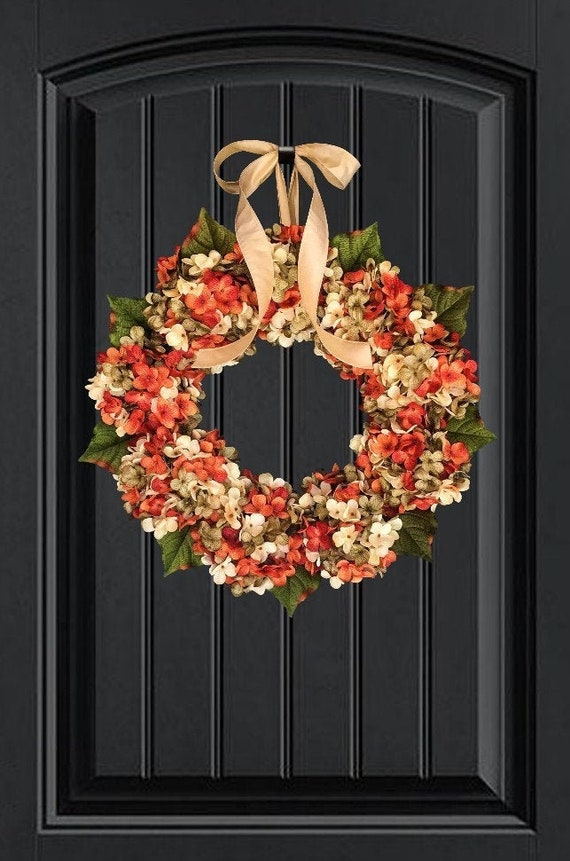 Wreaths Fall Wreath Front Door Wreaths Blended Hydrangea Etsy