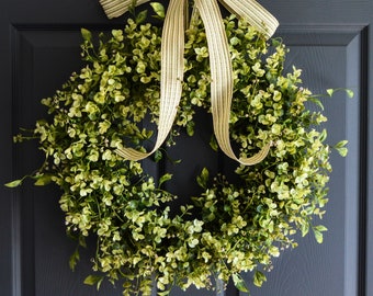 Boxwood Front Door Wreath with Eucalyptus and Ivy